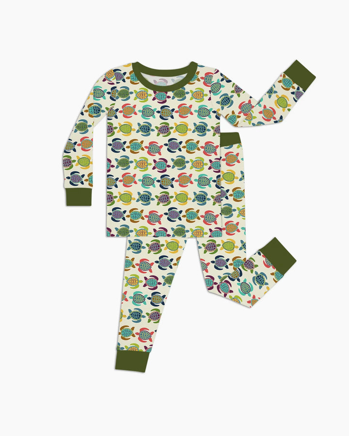 Happy Turtle Parade Bamboo Two Piece Long Sleeve Pajama Set