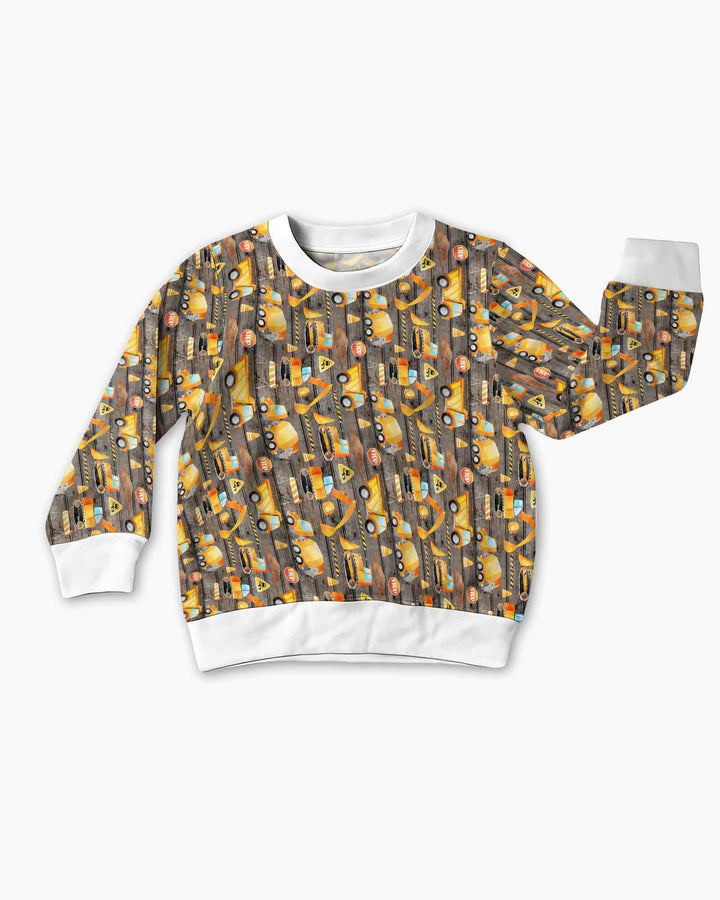 Construction Vehicles Bamboo Crewneck Sweatshirt