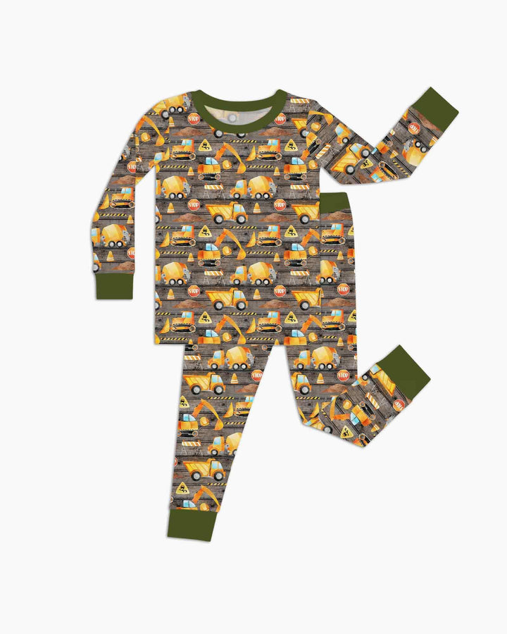 Construction Vehicles Bamboo Two Piece Long Sleeve Pajama Set