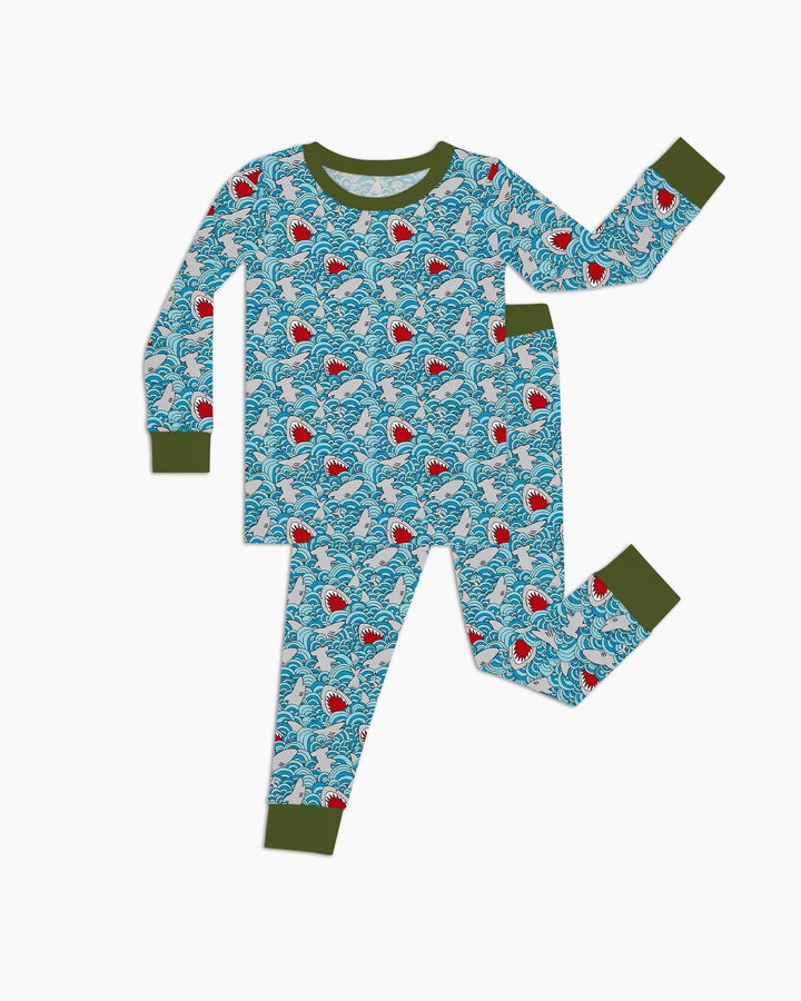 Shark Wave Rush Bamboo Two Piece Long Sleeve Pajama Set
