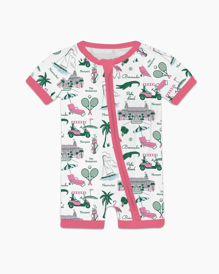 Preppy Palm Getaway Bamboo Shorty Zippy
