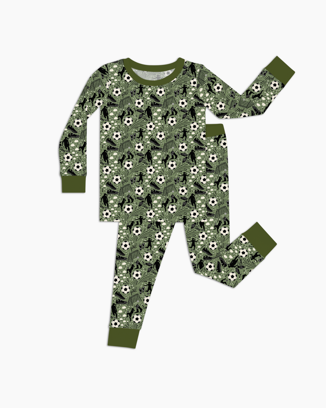 Sage Green Soccer Dreams Bamboo Two Piece Long Sleeve Pajama Set