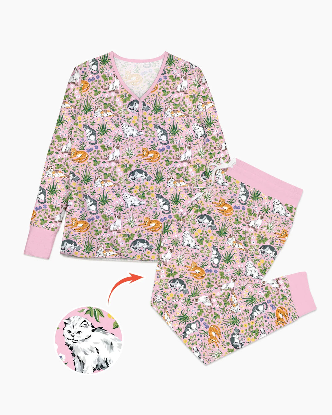 Kitten Garden Family Matching Bamboo Women Pajama Set
