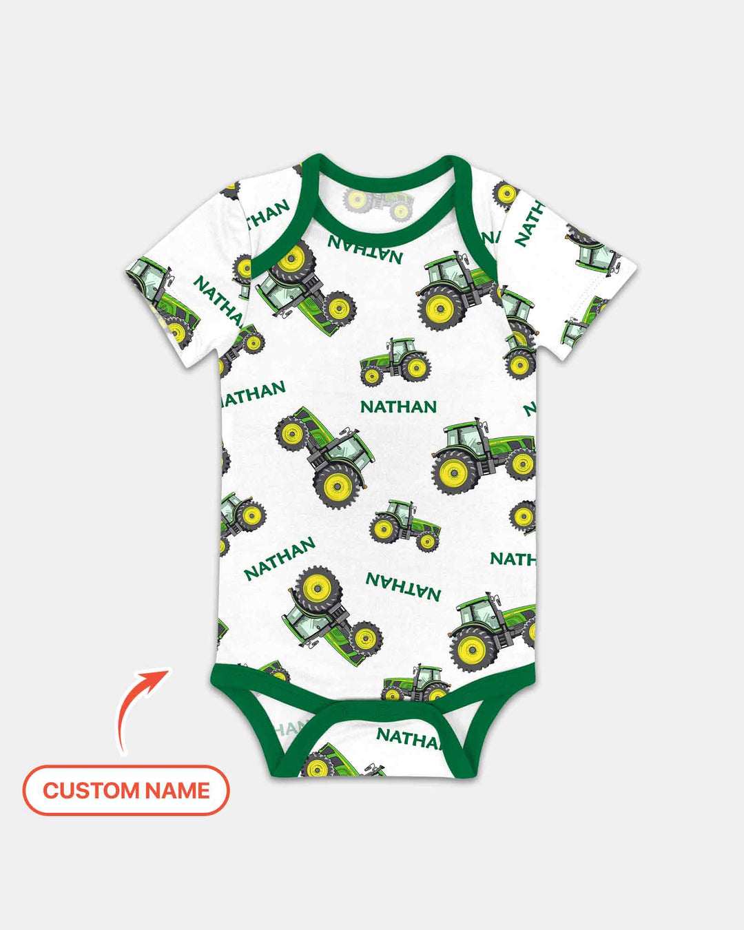 Custom Name Green Tractors Matching Daddy & Me Bamboo Bodysuit