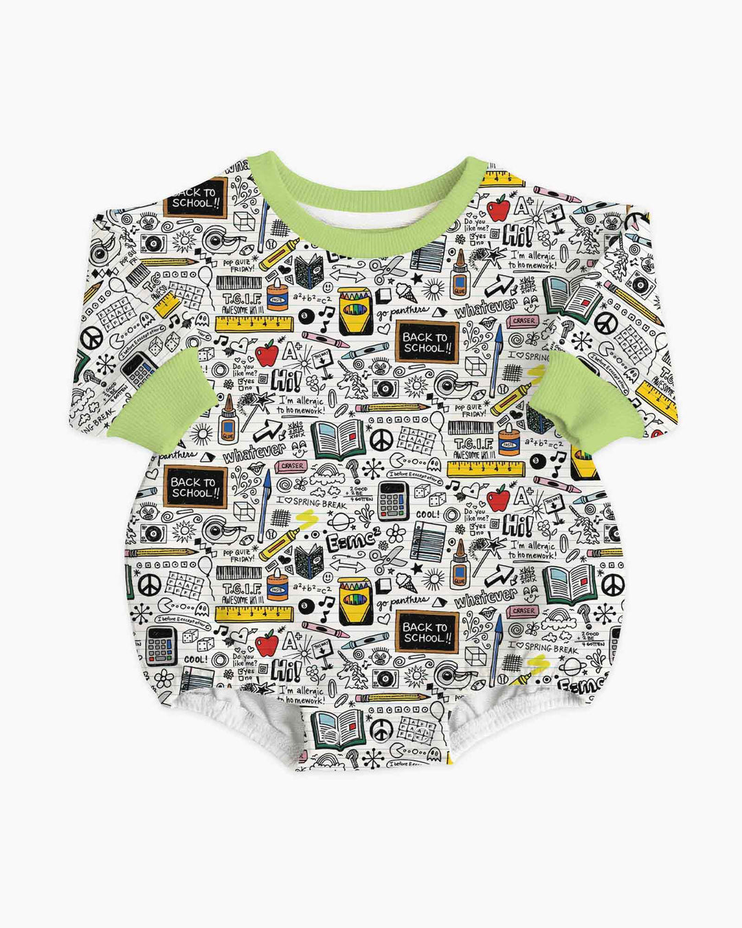 School Days Doodles Bamboo Bubble Romper