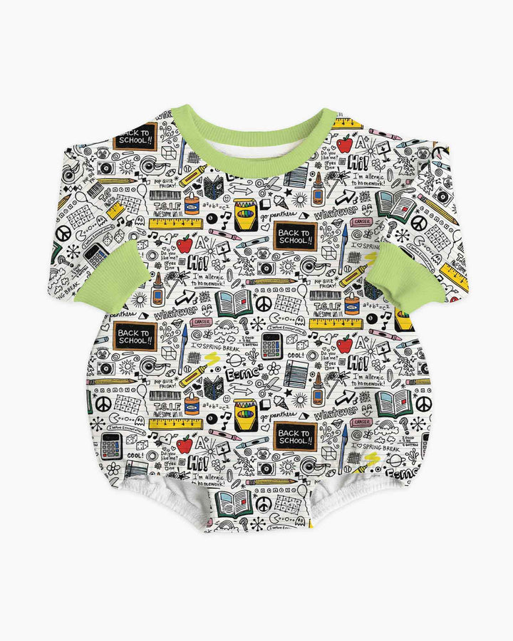 School Days Doodles Bamboo Bubble Romper