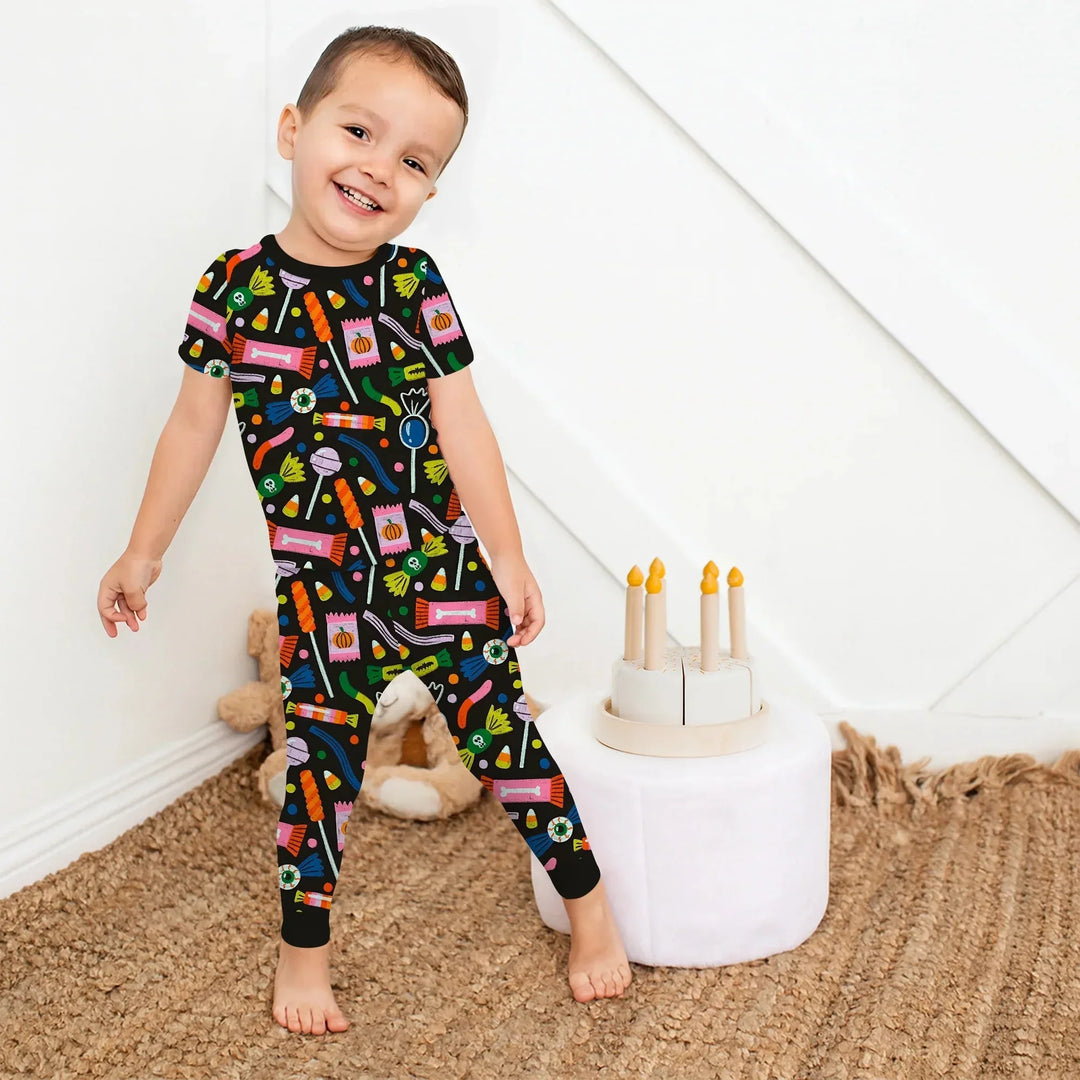 Trick or Treats Two Piece Short Sleeve Pajama Set For Haloween , Trick or Treats Two Piece Short Sleeve Pajama Set For Haloween - 12-18M