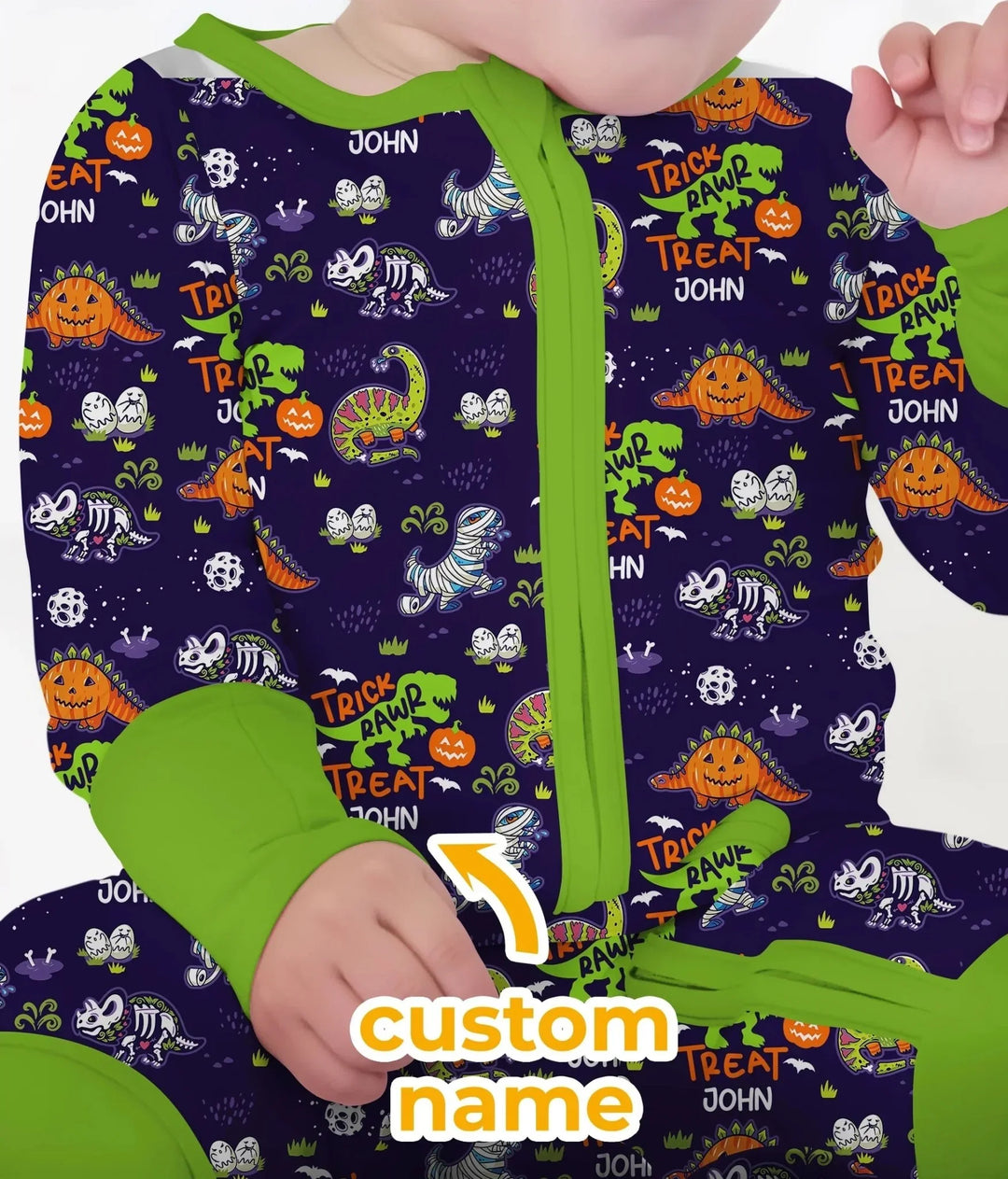 Trick Rawr Treat Custom Name Convertible Zippy , Trick Rawr Treat Custom Name Convertible Zippy - 0-3M