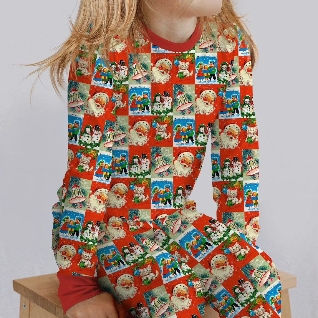 Vintage Holiday Joy Two Piece Long Sleeve Pajama Set , Vintage Holiday Joy Two Piece Long Sleeve Pajama Set - 12-18M