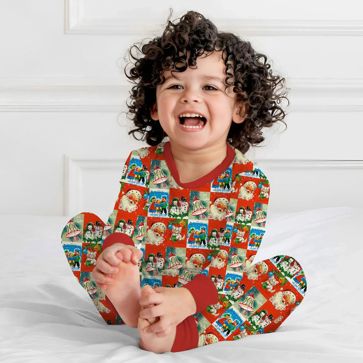 Vintage Holiday Joy Two Piece Long Sleeve Pajama Set , Vintage Holiday Joy Two Piece Long Sleeve Pajama Set - 12-18M
