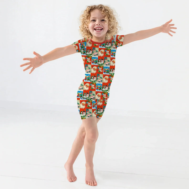 Vintage Holiday Joy Two Piece Short Sleeve Shorts Pajama Set , Vintage Holiday Joy Two Piece Short Sleeve Shorts Pajama Set - 12-18M