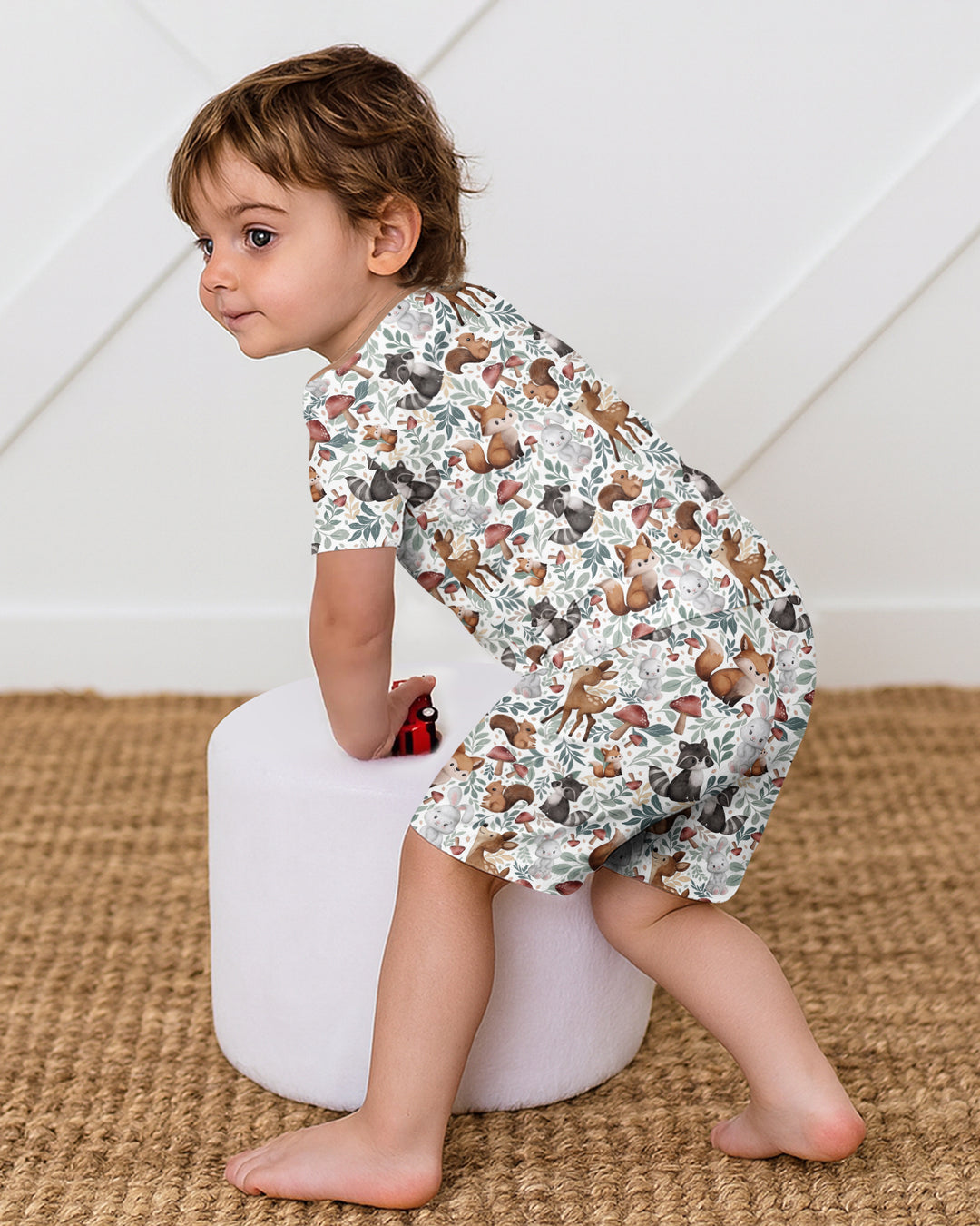 Whimsical Woodland Friends Bamboo Two Piece Short Sleeve Shorts Pajama Set
