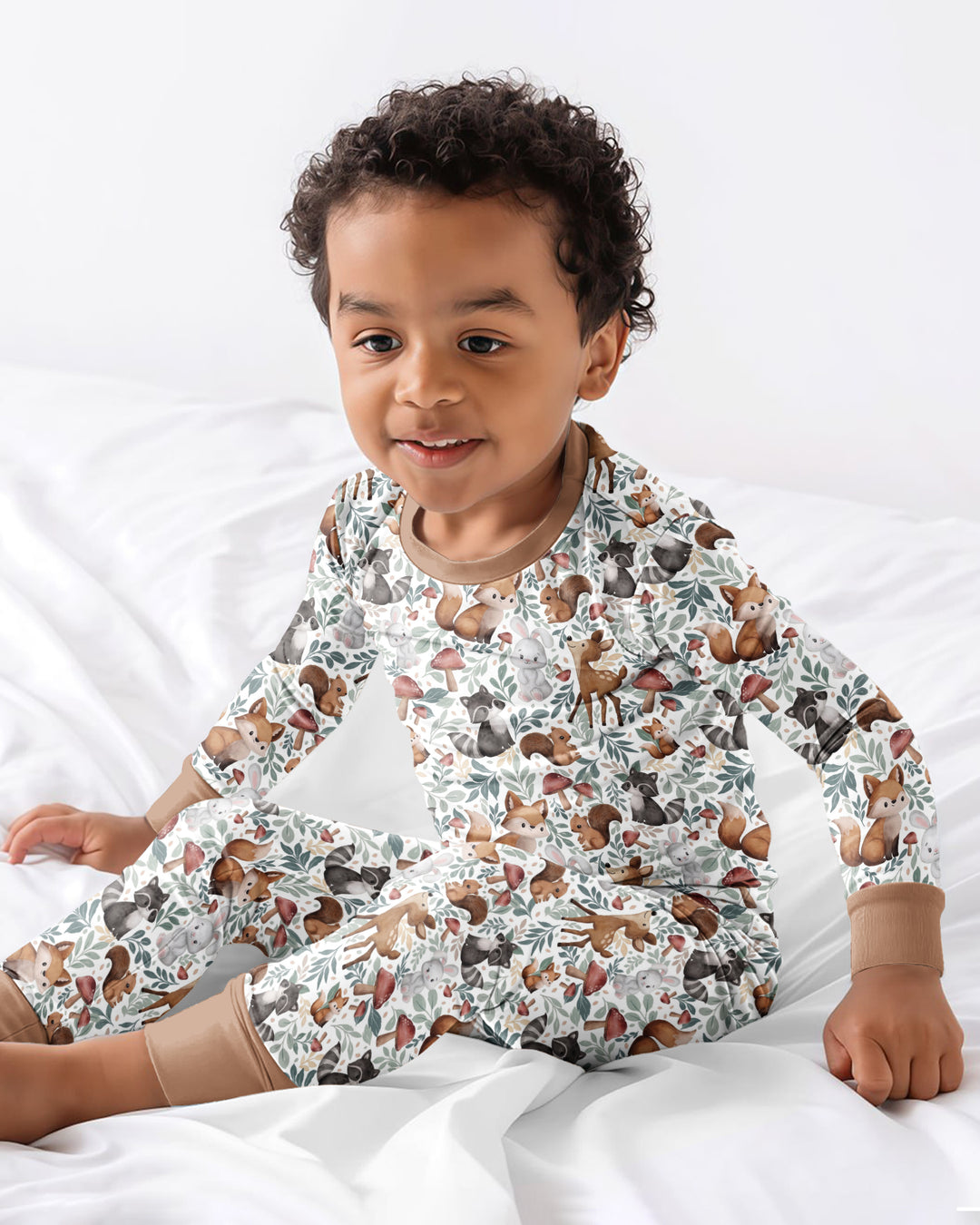 Whimsical Woodland Friends Bamboo Two Piece Long Sleeve Pajama Set