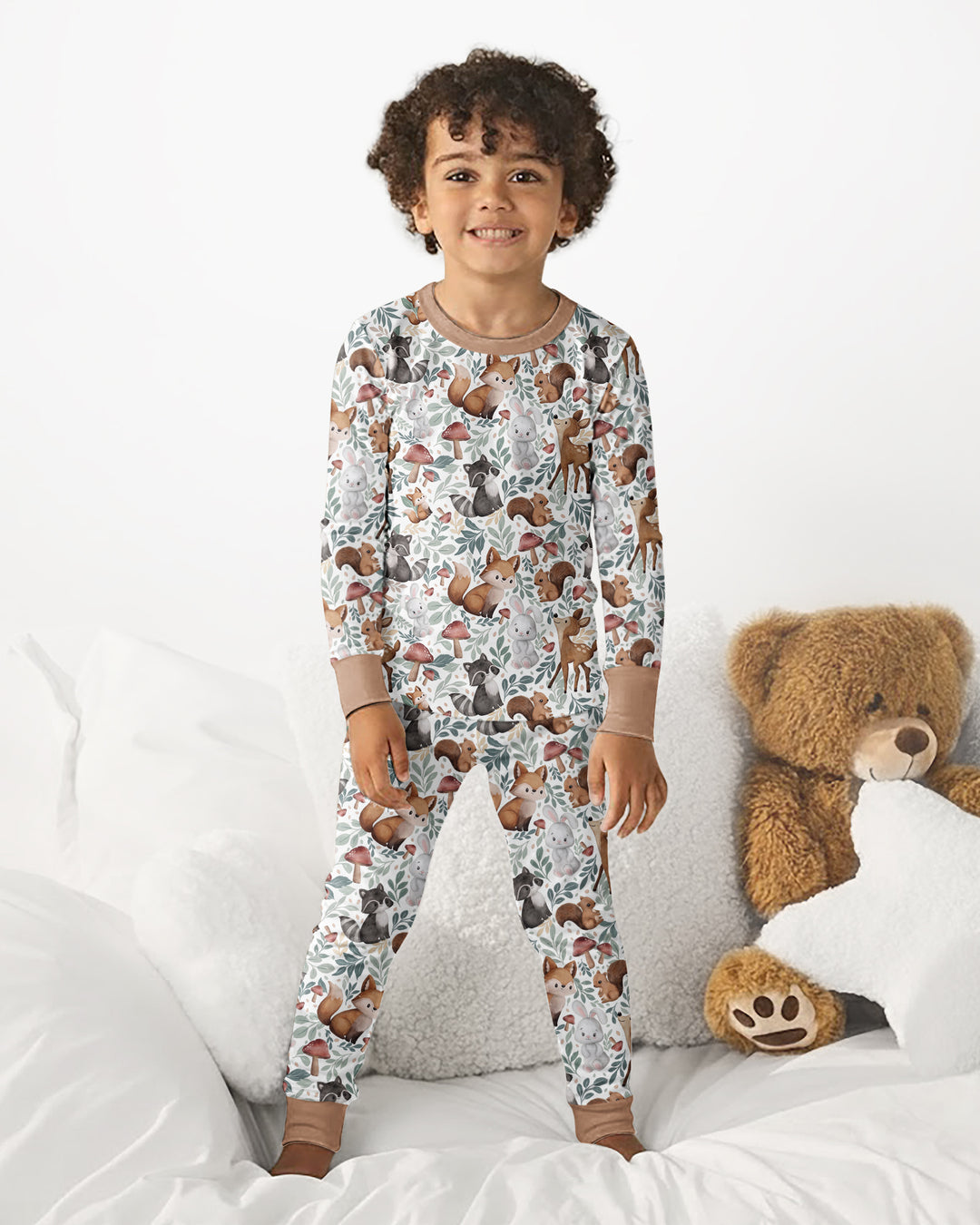 Whimsical Woodland Friends Bamboo Two Piece Long Sleeve Pajama Set