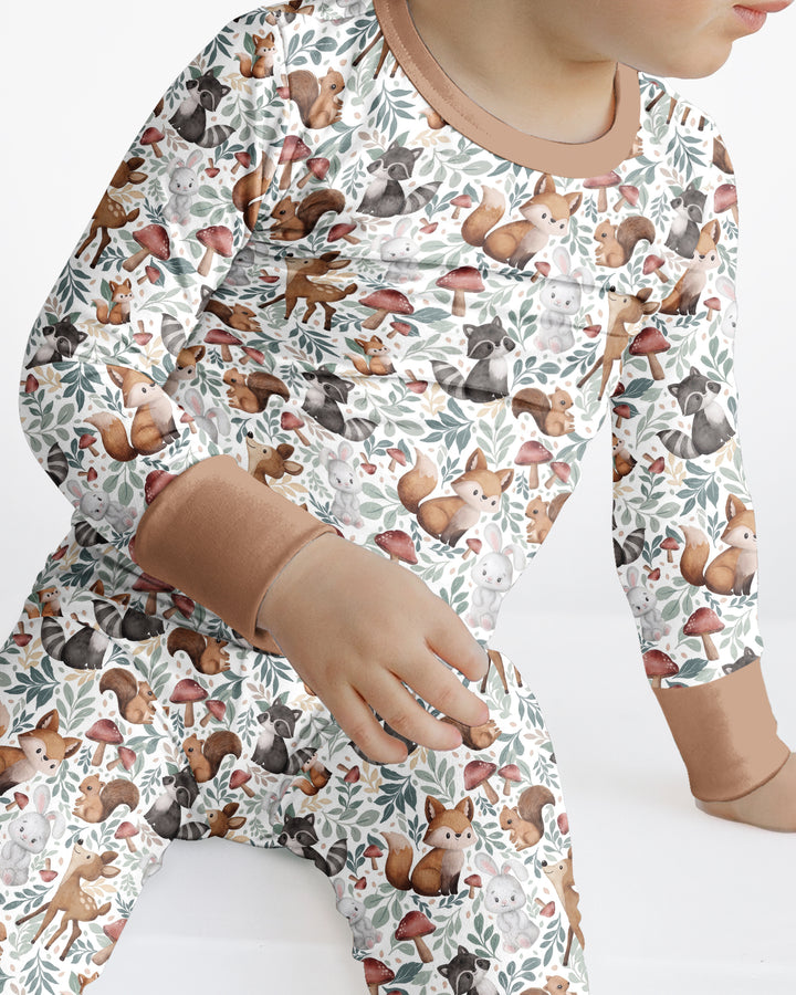 Whimsical Woodland Friends Bamboo Two Piece Long Sleeve Pajama Set