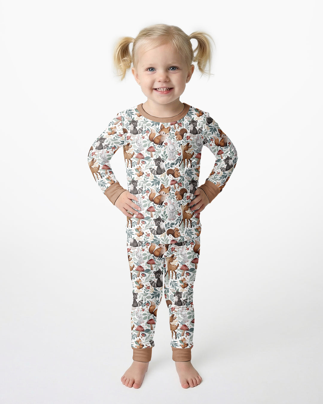 Whimsical Woodland Friends Bamboo Two Piece Long Sleeve Pajama Set