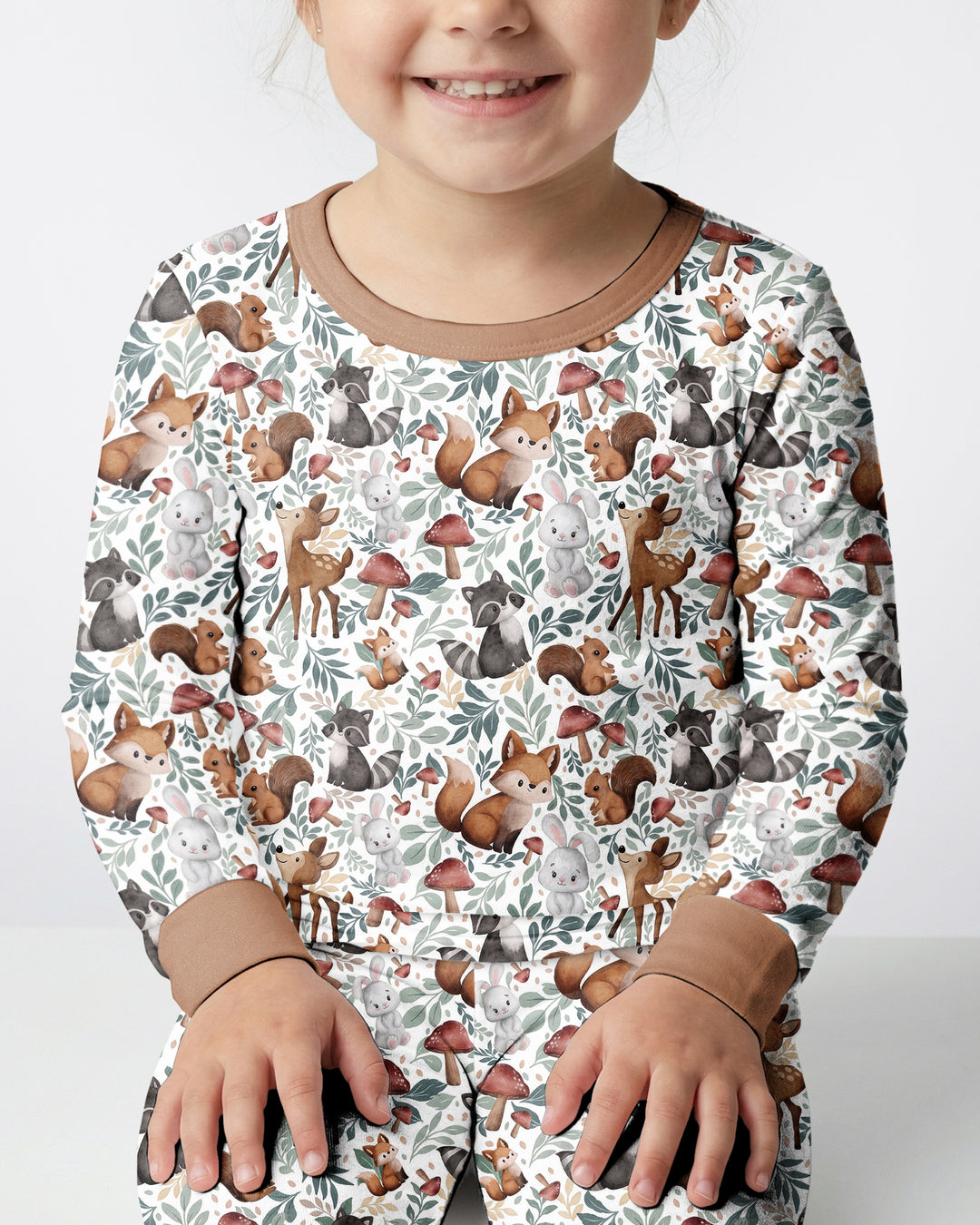 Whimsical Woodland Friends Bamboo Two Piece Long Sleeve Pajama Set