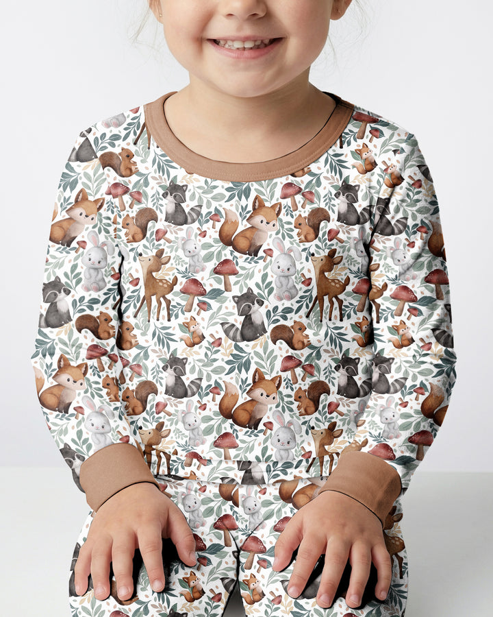 Whimsical Woodland Friends Bamboo Two Piece Long Sleeve Pajama Set