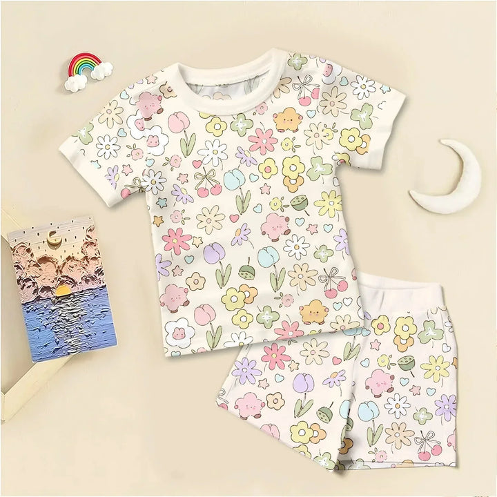 Whimsical Bloom Two Piece Long Sleeve Pajama Set , Whimsical Bloom Two Piece Long Sleeve Pajama Set - Short Pajama / 12-18M