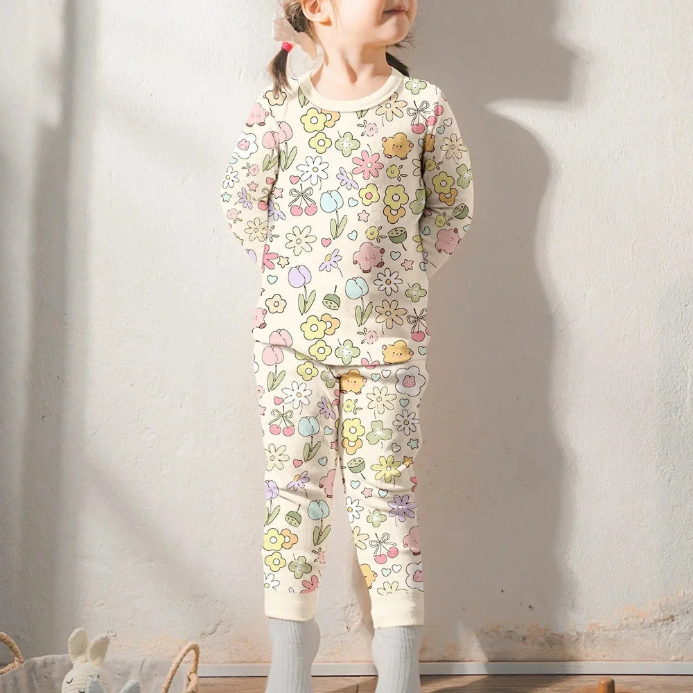 Whimsical Bloom Two Piece Long Sleeve Pajama Set , Whimsical Bloom Two Piece Long Sleeve Pajama Set - Long Pajama / 12-18M