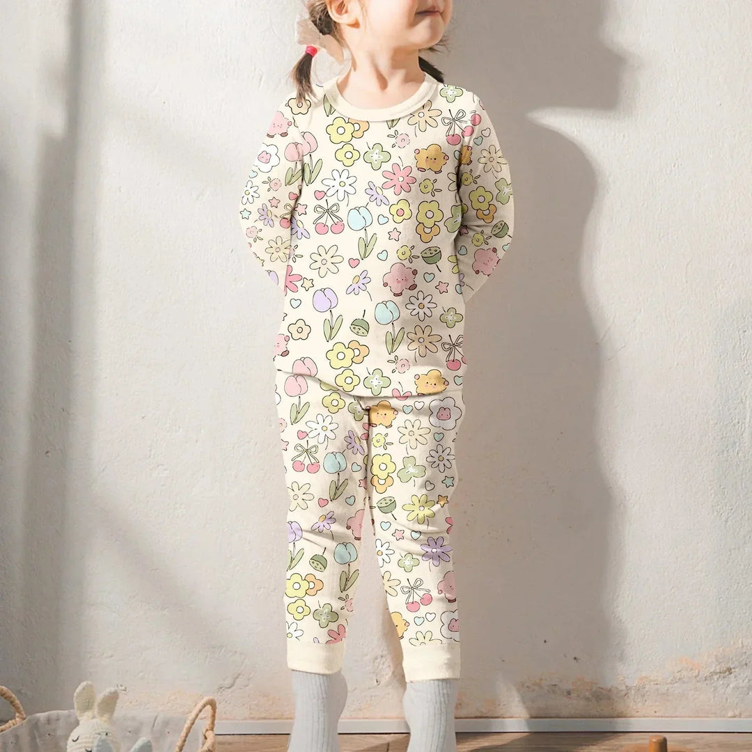 Whimsical Bloom Two Piece Long Sleeve Pajama Set , Whimsical Bloom Two Piece Long Sleeve Pajama Set - Long Pajama / 12-18M