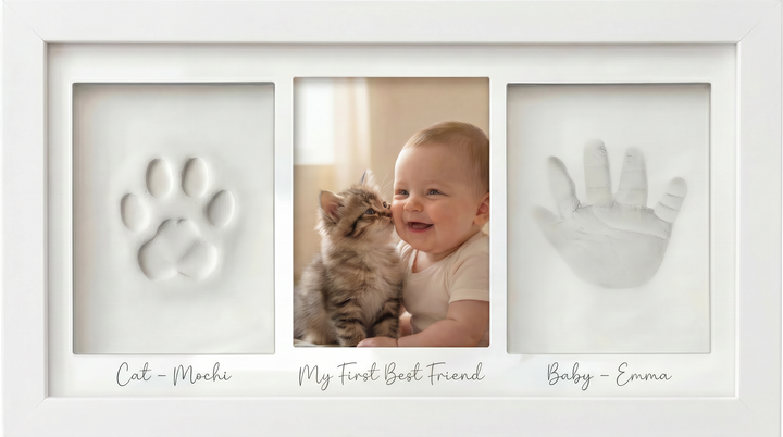 Baby Handprint and Cat Paw Print Frame