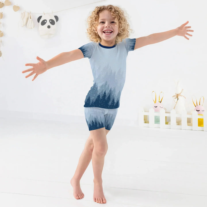 Winter Forest Two Piece Short Sleeve Shorts Pajama Set , Winter Forest Two Piece Short Sleeve Shorts Pajama Set - 12-18M