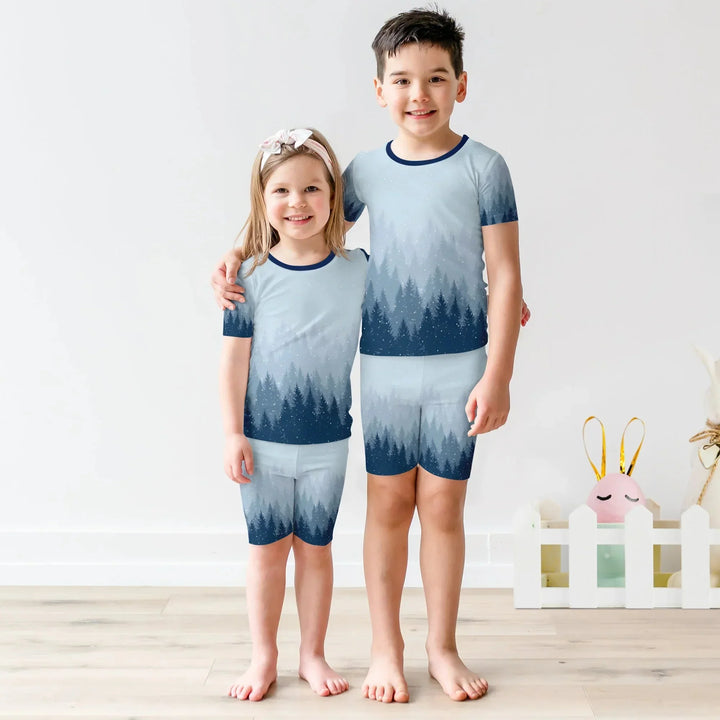 Winter Forest Two Piece Short Sleeve Shorts Pajama Set , Winter Forest Two Piece Short Sleeve Shorts Pajama Set - 12-18M