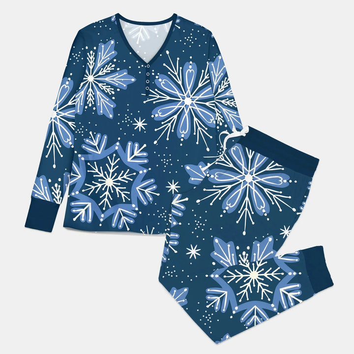 Winter Snowflakes Women Pajama Set , Winter Snowflakes Women Pajama Set - Only Shirt / S
