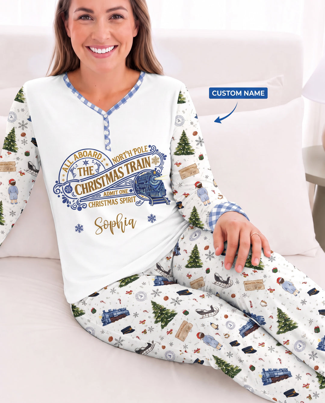 Custom Name North Pole Adventure Bamboo Women Pajama Set