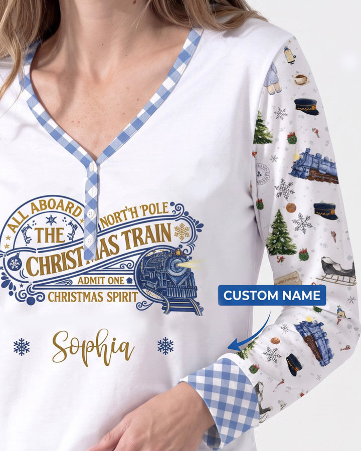 Custom Name North Pole Adventure Bamboo Women Pajama Set