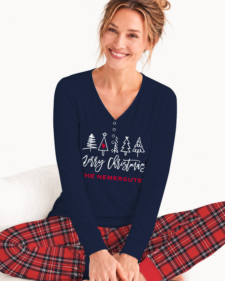 Custom Christmas Tree Bamboo Women Pajama Set