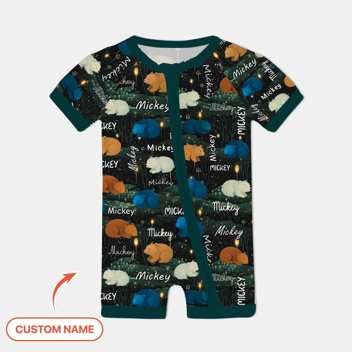 Woodland Whimsy Custom Name Shorty Zippy , Woodland Whimsy Custom Name Shorty Zippy - 0-3M