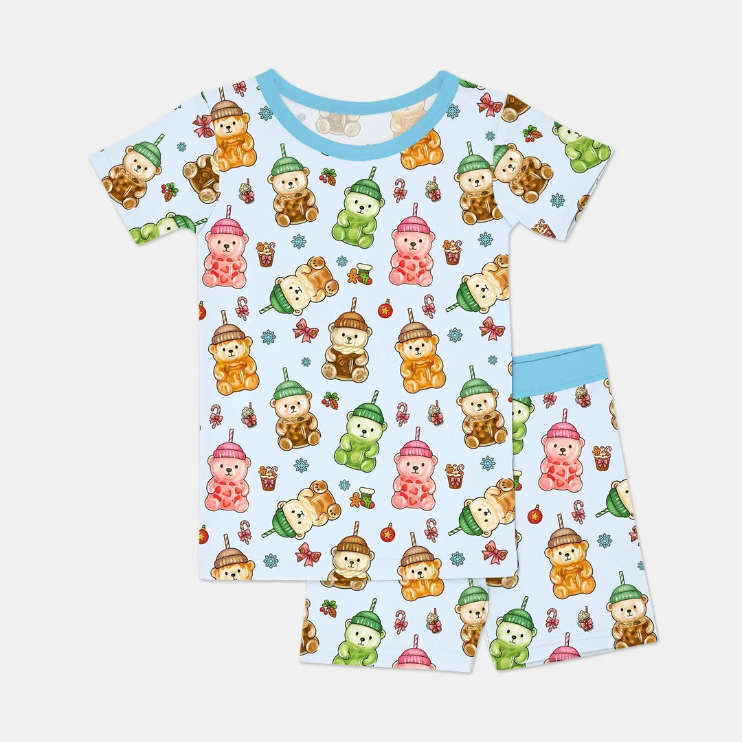 Holiday Bear Cup Bamboo Two Piece Short Sleeve Shorts Pajama Set