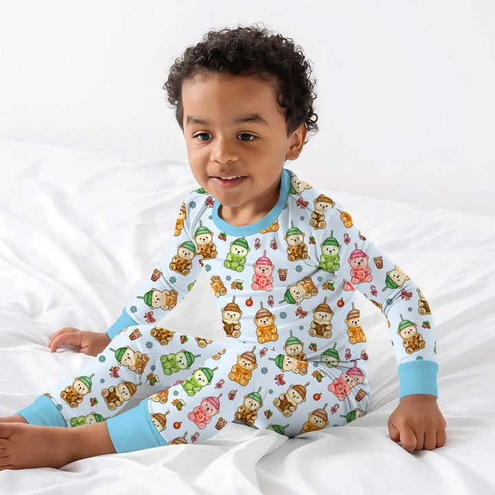 Holiday Bear Cup Bamboo Two Piece Long Sleeve Pajama Set