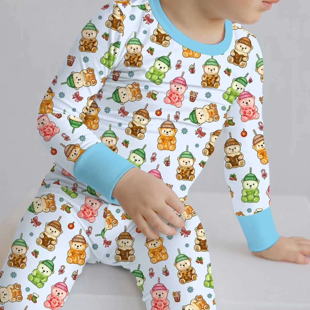 Holiday Bear Cup Bamboo Two Piece Long Sleeve Pajama Set