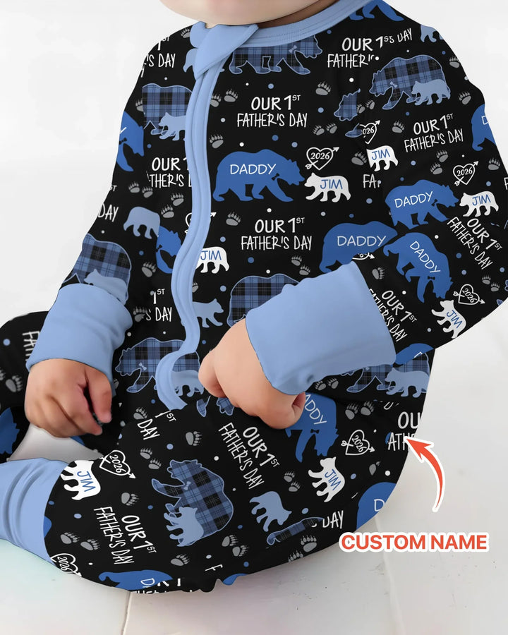Our 1st Father's Day Daddy Bear & Me Matching Bamboo Convertible Zippy