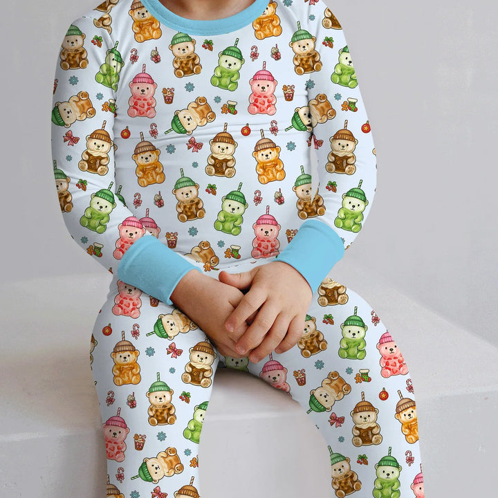 Holiday Bear Cup Bamboo Two Piece Long Sleeve Pajama Set