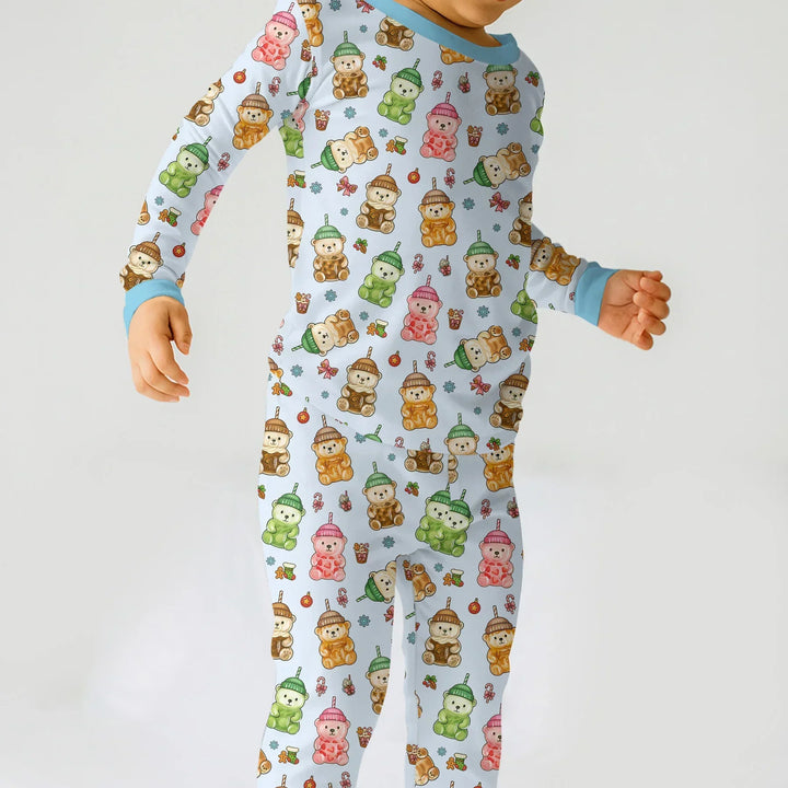 Holiday Bear Cup Bamboo Two Piece Long Sleeve Pajama Set