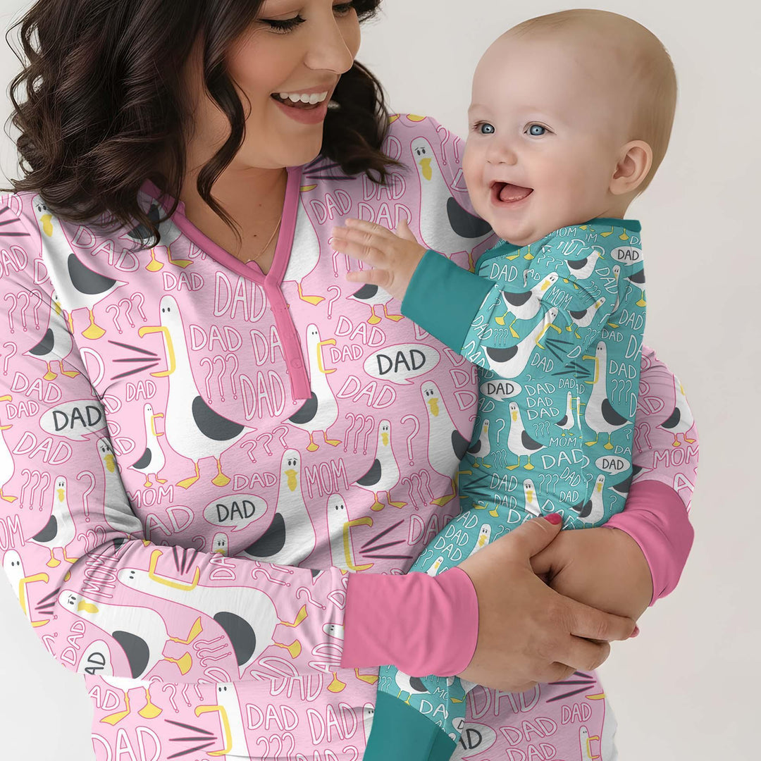 Funny Seagull DAD Bamboo Two Piece Short Sleeve Shorts Pajama Set