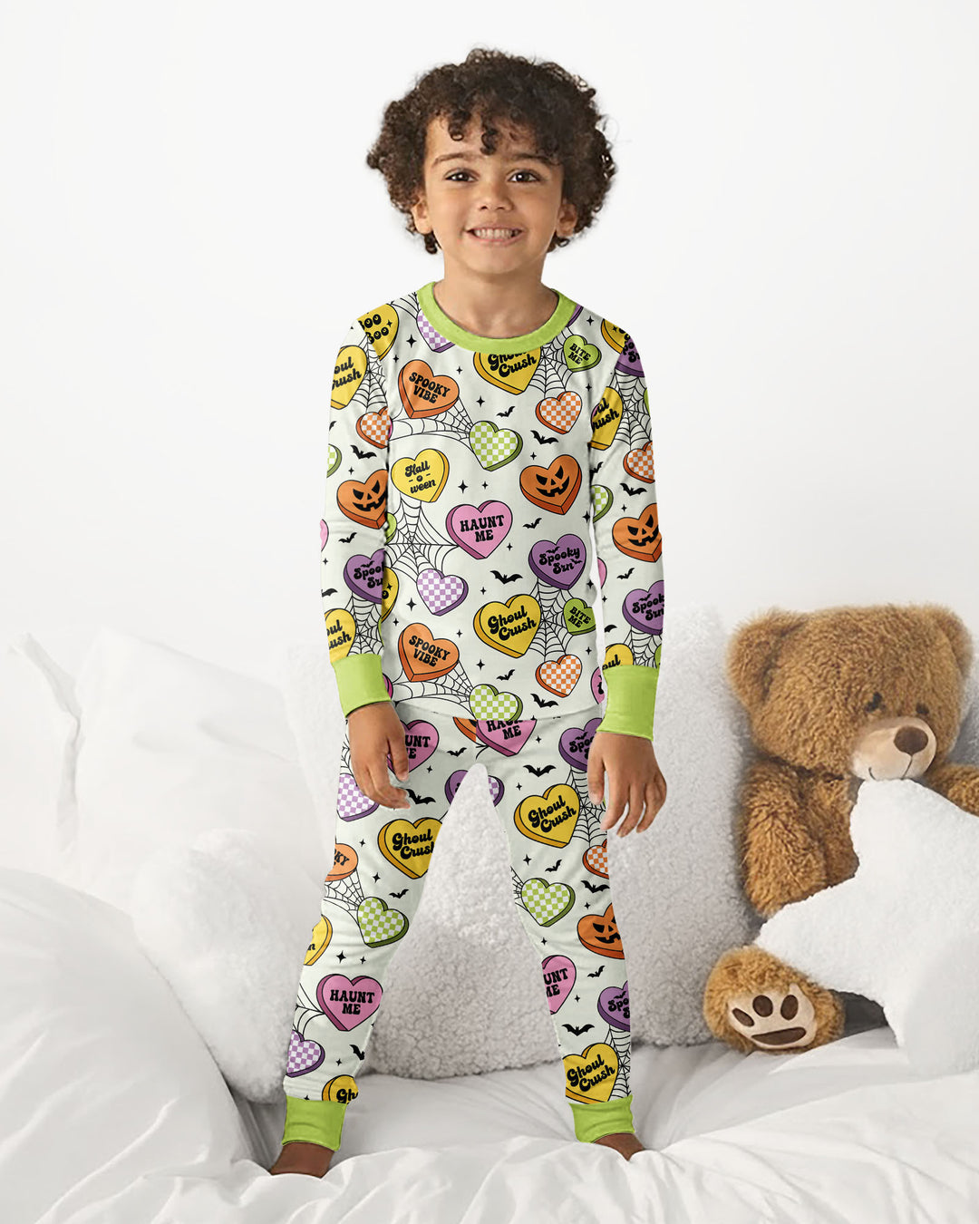 Halloween Candy Hearts Bamboo Two Piece Long Sleeve Pajama Set