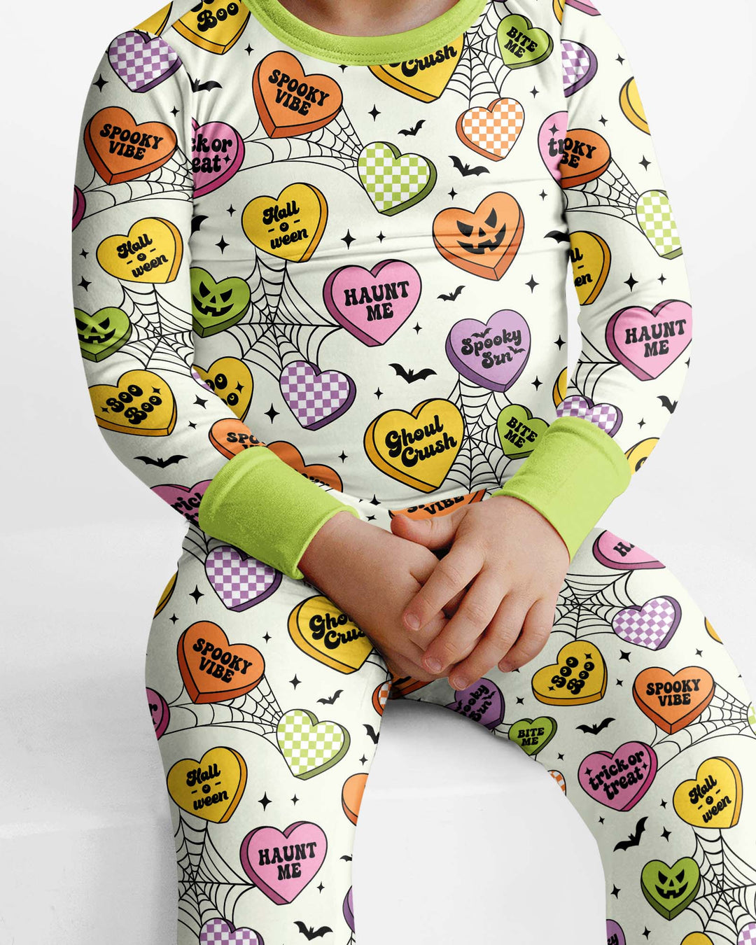Halloween Candy Hearts Bamboo Two Piece Long Sleeve Pajama Set