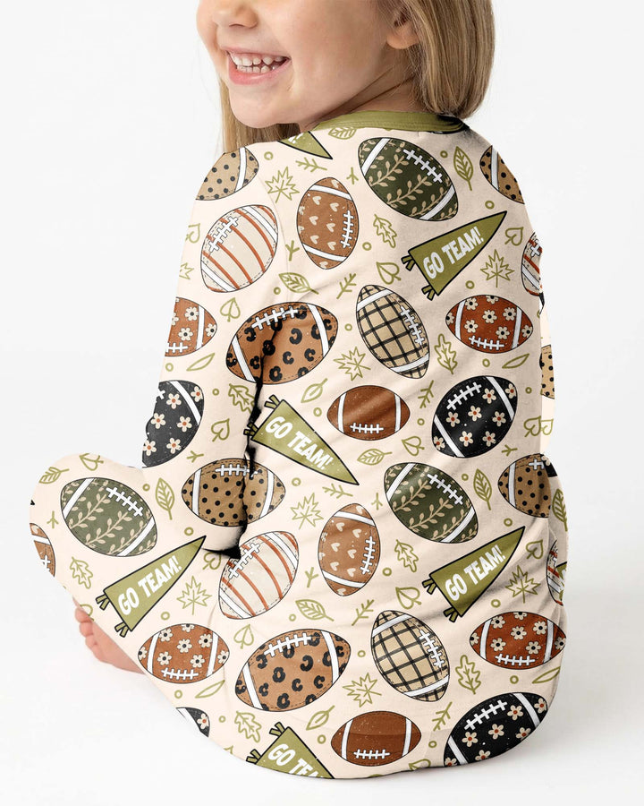 Football Fall Bamboo Two Piece Long Sleeve Pajama Set