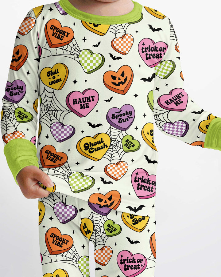 Halloween Candy Hearts Bamboo Two Piece Long Sleeve Pajama Set