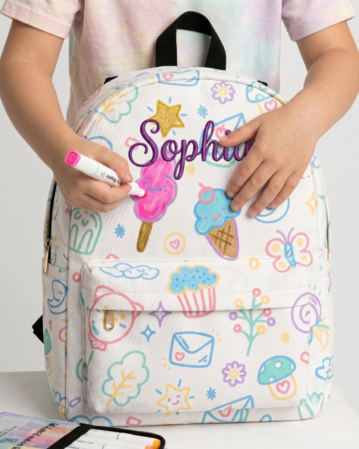 Custom Name Embroidered Little Sugar Garden Colorable Backpack
