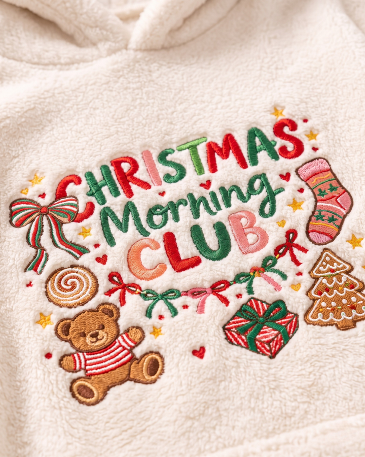 Christmas Morning Club Embroidered Bamboo Blanket Hoodie