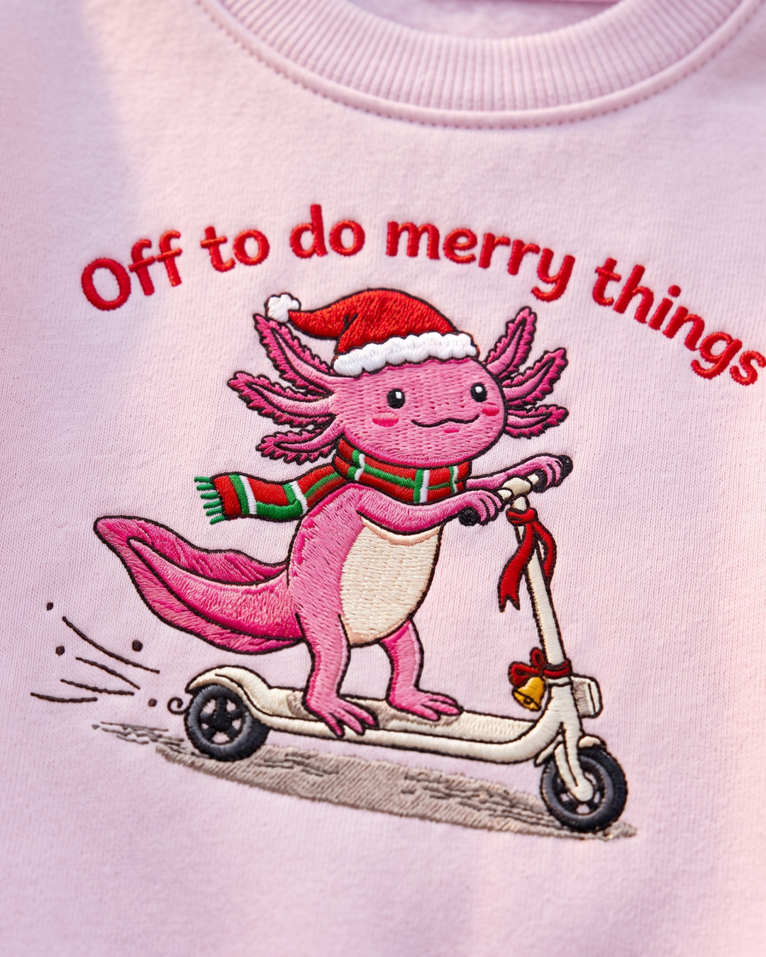 Off To Do Merry Things Embroidered Bamboo Crewneck Sweatshirt