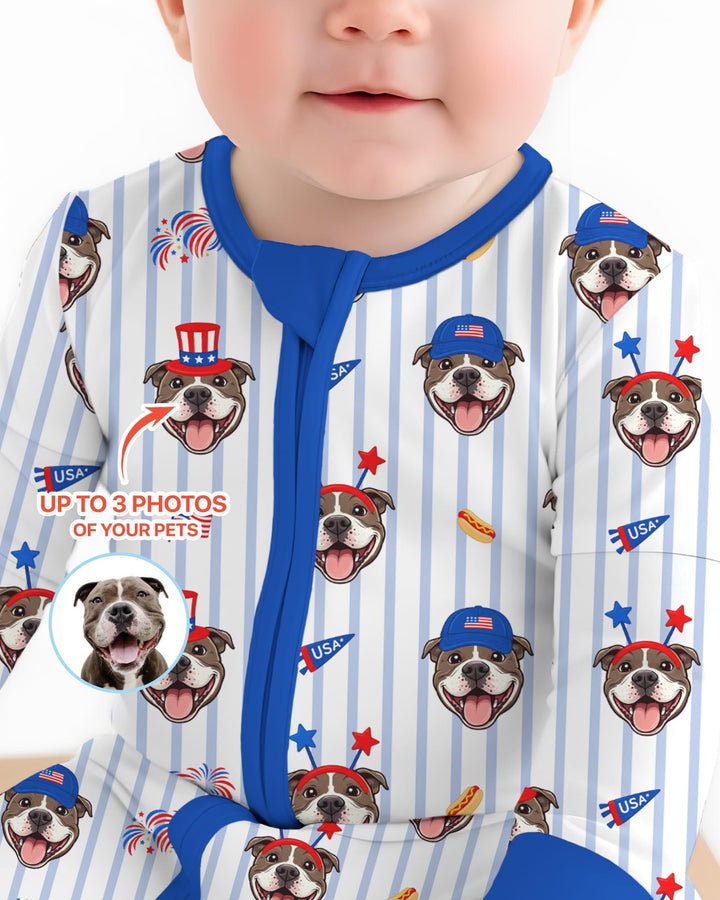 Custom Pet Image 4th of July Family Matching Bamboo Convertible Zippy
