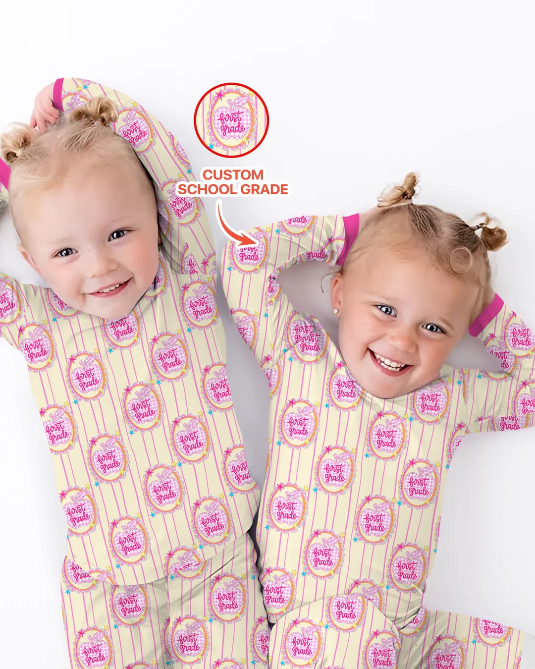 Custom Grade School Sweetie Bamboo Two Piece Long Sleeve Pajama Set