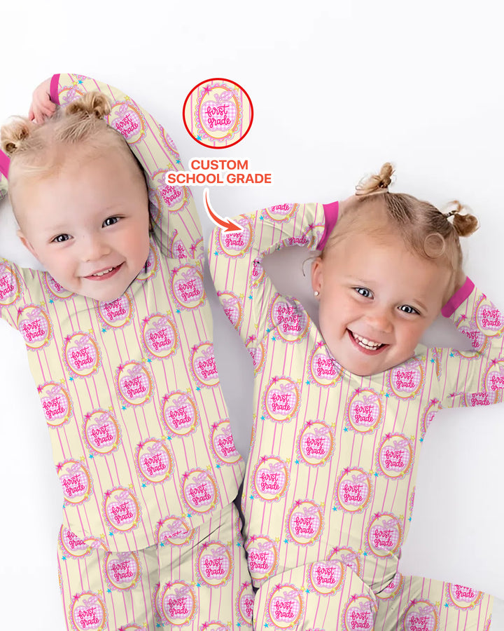 Custom Grade School Sweetie Bamboo Two Piece Long Sleeve Pajama Set